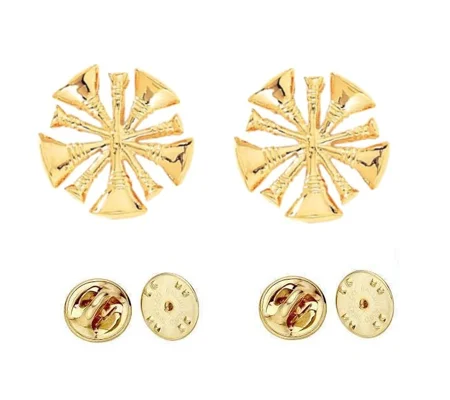 Collar Pins Bugles Cut Out 5 Bugles Gold Chief