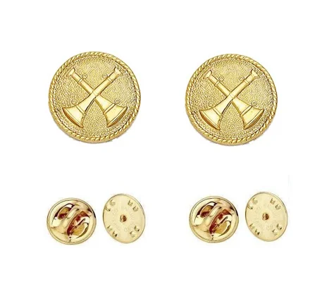 Collar Pins Bugles Disc 2 Bugles Crossed Gold Battalion Chief