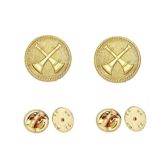 Collar Pins Bugles Disc 2 Bugles Crossed Gold Battalion Chief