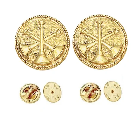 Collar Pins Bugles Disc 3 Bugles Gold Assistant Chief AC