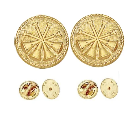Collar Pins Bugles Disc 4 Bugles Gold Deputy Chief