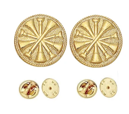 Collar Pins Bugles Disc 5 Bugles Gold Chief