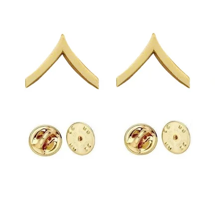 Private Chevron Collar Pins Gold Military Officer