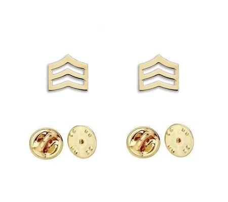 Sergeant Chevron Collar Pins Gold Military Officer