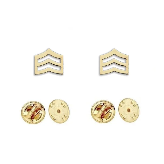 Sergeant Chevron Collar Pins Gold Military Officer