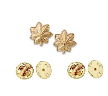Major Oak Leaf Collar Pins Gold Military Officer