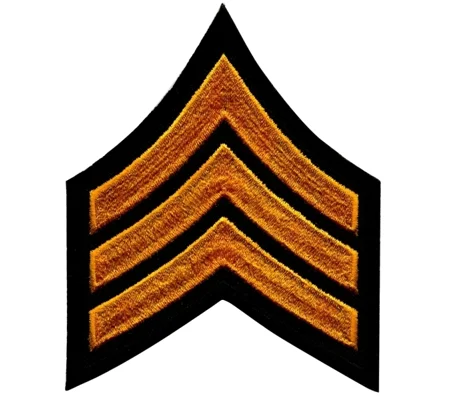 Sergeant Chevrons 3-1/2" Gold on Black