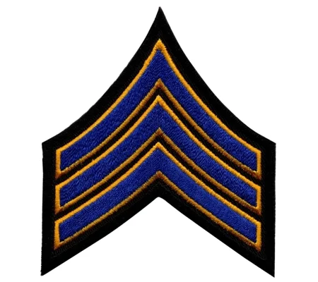 Sergeant Chevrons 3-1/2" Royal - Gold on Black