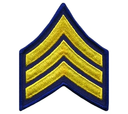 Sergeant Chevrons 3-1/2" Gold on Navy