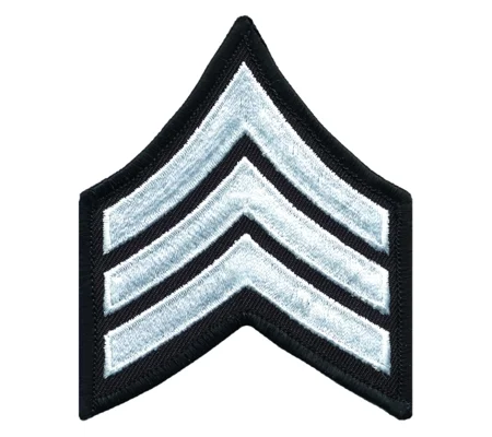 Sergeant Chevrons 3-1/2" White on Black