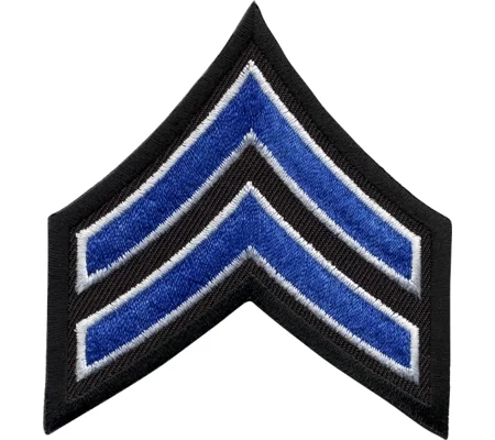 Corporal Chevrons Border 3-1/2" Royal-White on Black