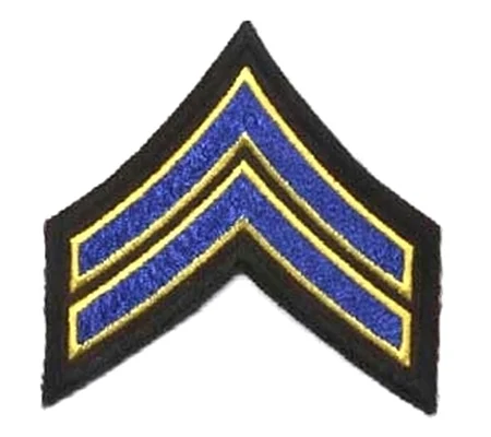 Corporal Chevrons Border 3-1/2" Royal-Gold on Black