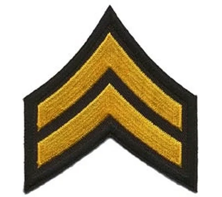 CDOC Corporal Chevrons Border 3" Medium Gold on Black