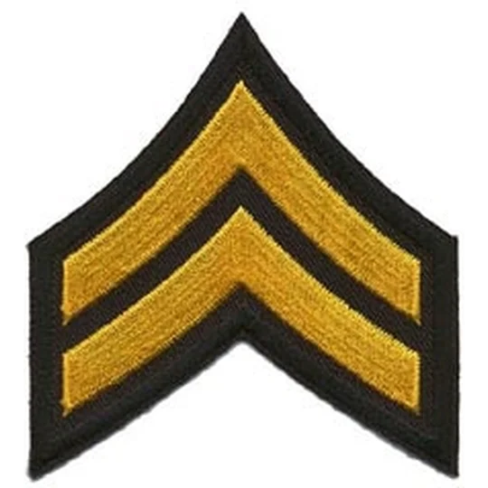 Corporal Chevrons Border 3-1/2" Gold on Black