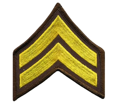Corporal Chevrons Border 3-1/2" Gold on Brown