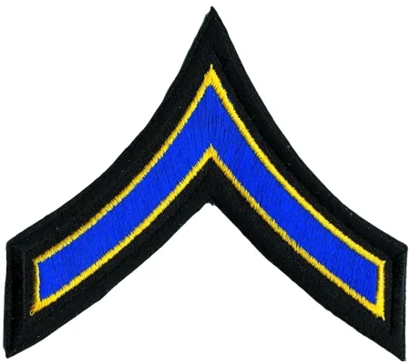 PFC Private Chevrons 3-1/2" Royal-Gold on Black