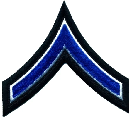 PFC Private Chevrons 3-1/2" Royal-White on Black