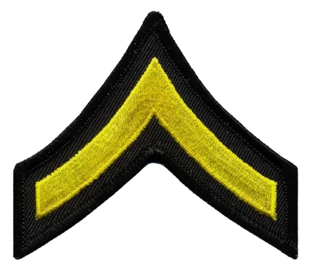 PFC Private Chevrons 3-1/2" Gold on Black