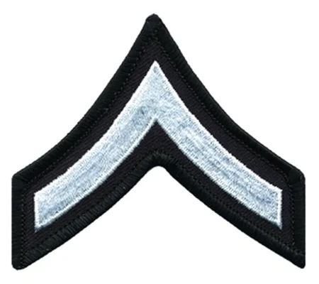 PFC Private Chevrons 3-1/2" White on Black