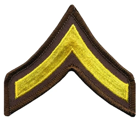 PFC Private Chevrons 3-1/2" Gold on Brown