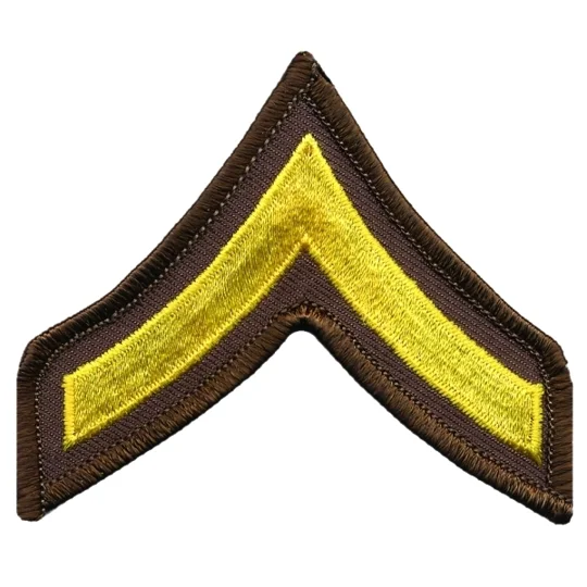 PFC Private Chevrons 3-1/2" Gold on Brown