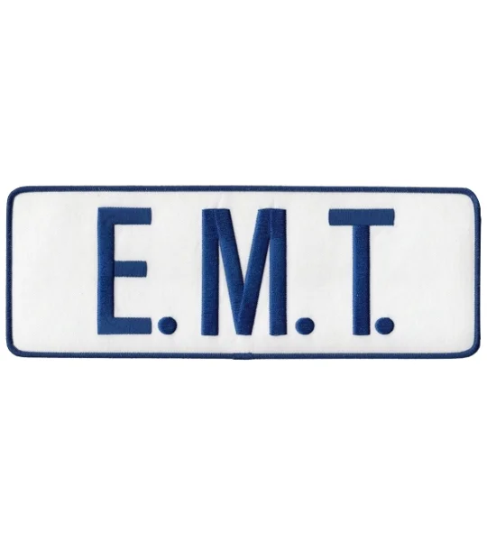 EMT Tactical Back Patch 4 X 11 Blue on White
