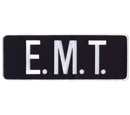 EMT Tactical Back Patch 4 X 11 White on Black