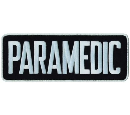 Paramedic Back Patch 4 X 11 White on Navy