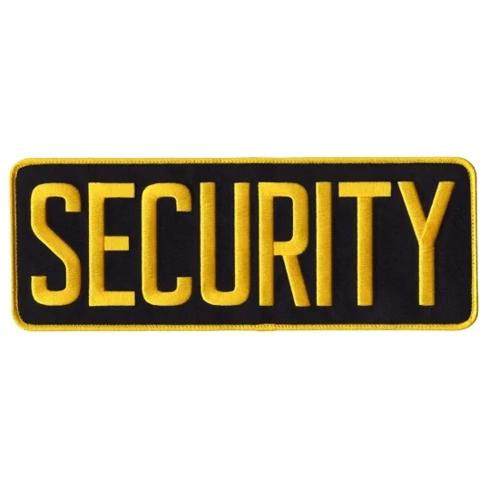 Security Back Patch Large 4 x 11 Gold on Navy
