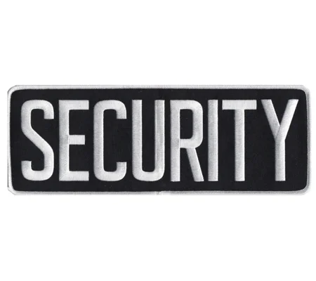 Security Back Patch 4 x 11 White on Black Hook & Loop Velcro