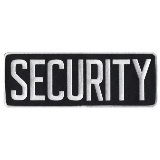 Security Back Patch Large 4 x 11 White on Black