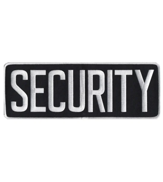 Security Back Patch 4 x 11 White on Black Hook & Loop Velcro