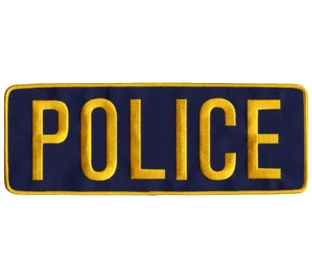 Police PD Back Patch Large 4 x 11 Gold on Navy