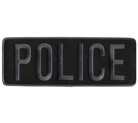 Police PD Back Patch Large 4 x 11 Gray on Black