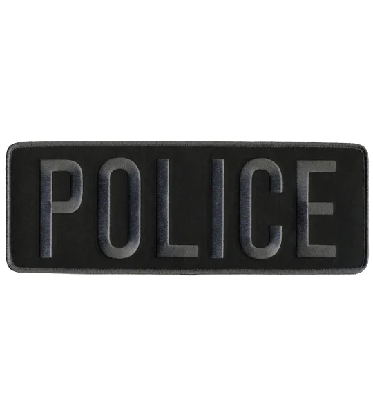 Police PD Back Patch Large 4 x 11 Gray on Black