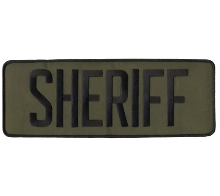 Sheriff SO Back Patch Large 4 x 11 Black on Olive Drab