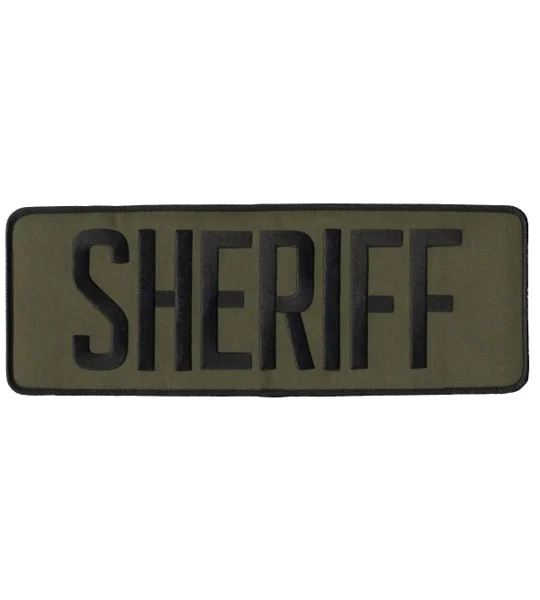 Sheriff SO Back Patch Large 4 x 11 Black on Olive Drab