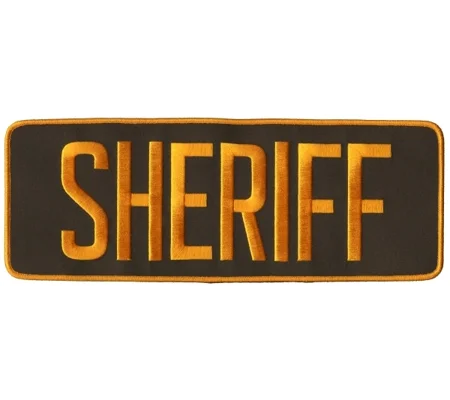 Sheriff SO Back Patch Large 4 x 11 Gold on Brown Hook & Loop