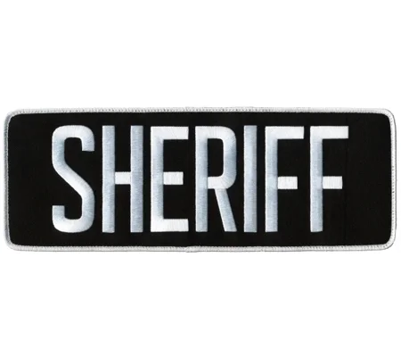 Sheriff SO Back Patch Large 4 x 11 White on Black