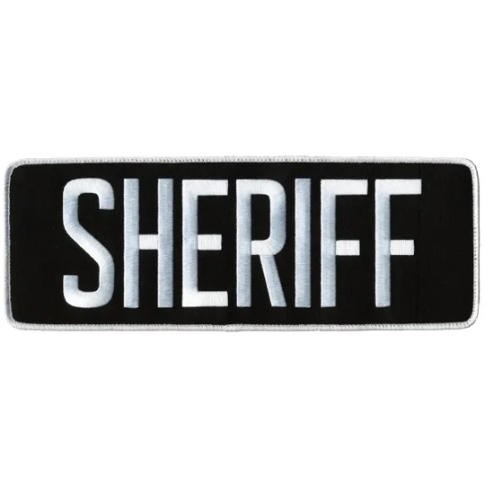 Sheriff SO Back Patch Large 4 x 11 White on Black