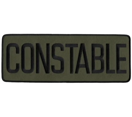 Constable Back Patch Large 4 x 11 Black on Olive Drab
