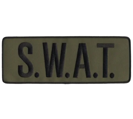 SWAT Team Back Patch Large 4 x 11 Black on Olive Drab