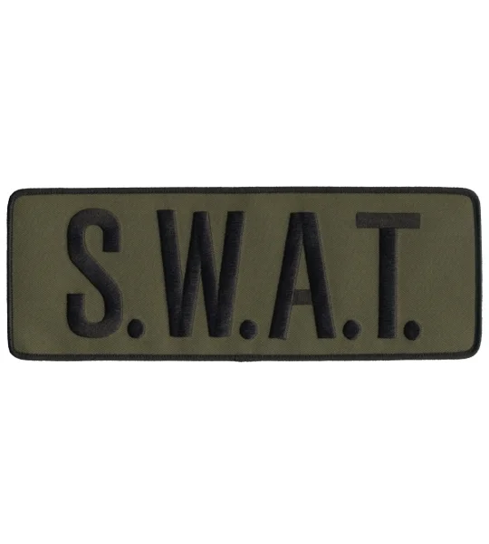 SWAT Team Back Patch Large 4 x 11 Black on Olive Drab