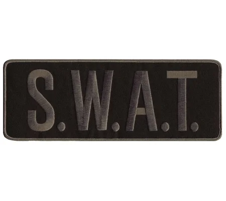 SWAT Team Back Patch Large 4 x 11 Gray on Black