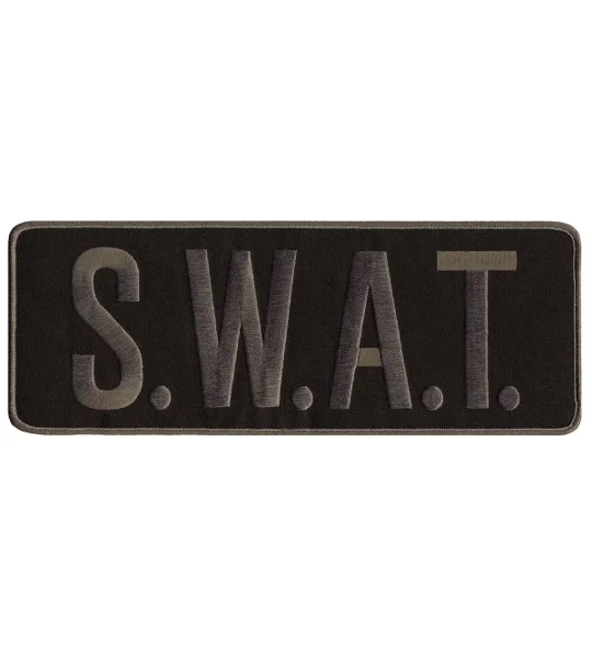 SWAT Team Back Patch Large 4 x 11 Gray on Black