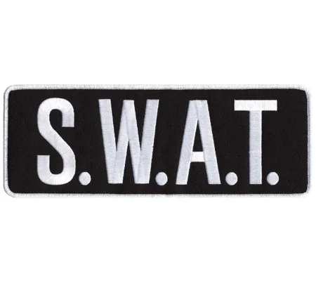SWAT Team Back Patch Large 4 x 11 White on Black