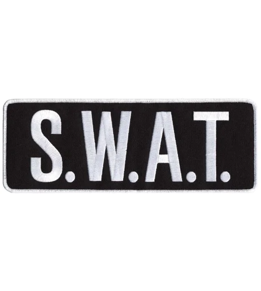 SWAT Team Back Patch Large 4 x 11 White on Black