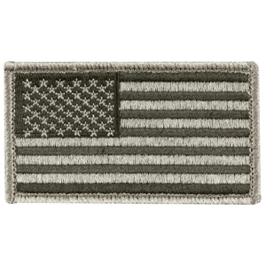 American Flag Embroidered Patch Silver Regular