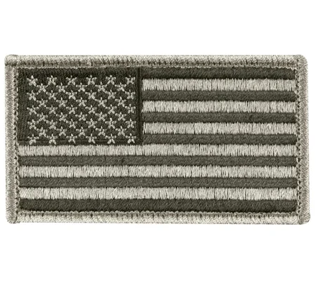 American Flag Embroidered Patch Silver Regular