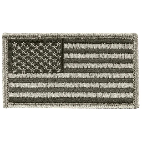 American Flag Embroidered Patch Silver Regular